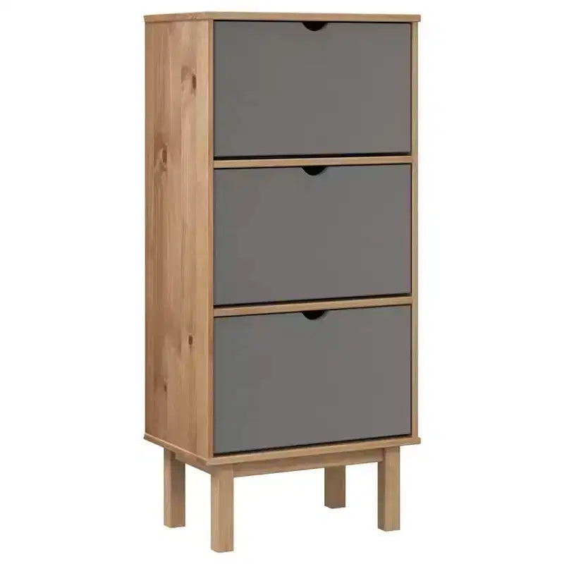 vidaXL Shoe Cabinet Brown Solid Pine Wood Medium Shoe Cabinet