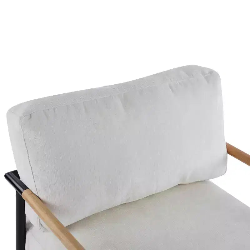 MAYEERTY 27.56 Modern Accent Chair, Plush Cushions Minimalist Metal Frame Wooden Armrest, Living Room Bedroom Office