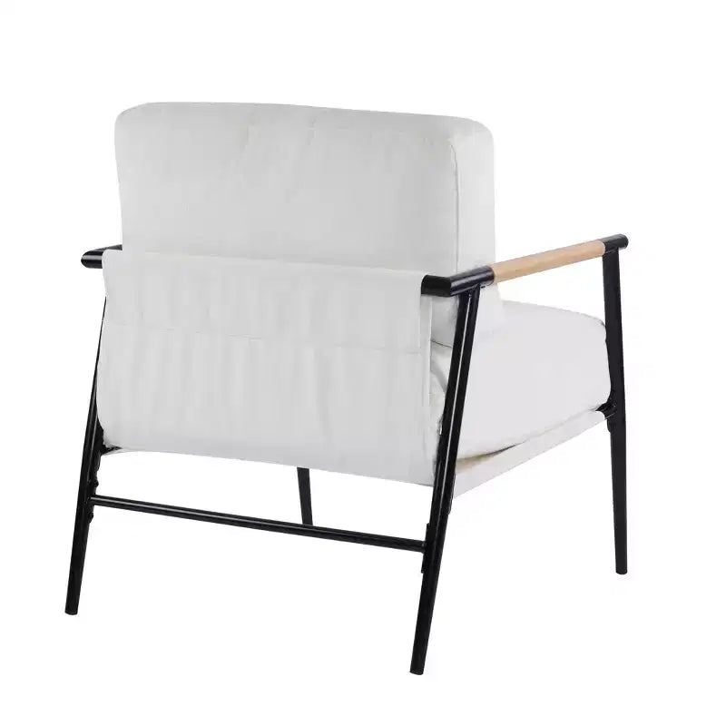 MAYEERTY 27.56 Modern Accent Chair, Plush Cushions Minimalist Metal Frame Wooden Armrest, Living Room Bedroom Office