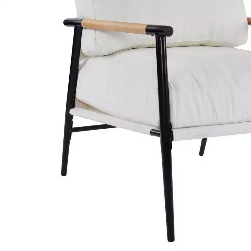 MAYEERTY 27.56 Modern Accent Chair, Plush Cushions Minimalist Metal Frame Wooden Armrest, Living Room Bedroom Office