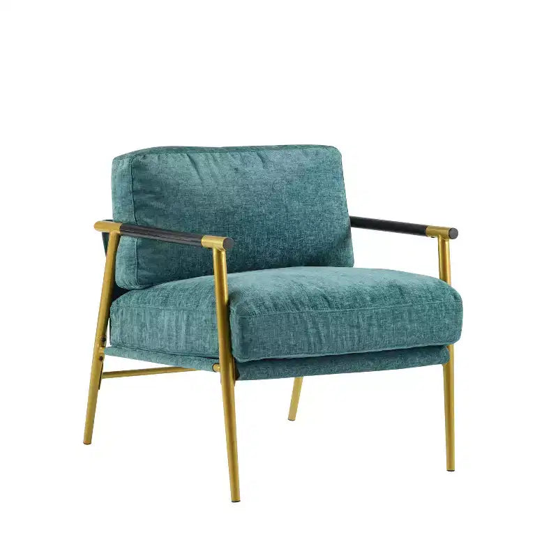 MAYEERTY 27.56 Modern Accent Chair, Plush Cushions Minimalist Metal Frame Wooden Armrest, Living Room Bedroom Office