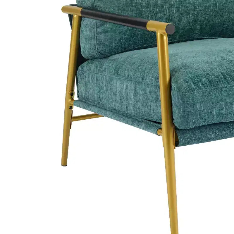 MAYEERTY 27.56 Modern Accent Chair, Plush Cushions Minimalist Metal Frame Wooden Armrest, Living Room Bedroom Office