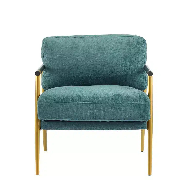MAYEERTY 27.56 Modern Accent Chair, Plush Cushions Minimalist Metal Frame Wooden Armrest, Living Room Bedroom Office