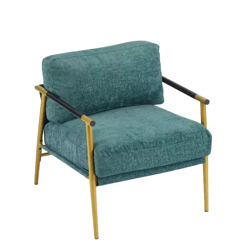 MAYEERTY 27.56 Modern Accent Chair, Plush Cushions Minimalist Metal Frame Wooden Armrest, Living Room Bedroom Office
