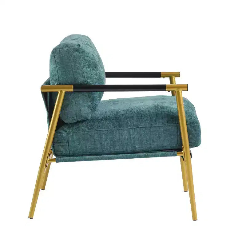 MAYEERTY 27.56 Modern Accent Chair, Plush Cushions Minimalist Metal Frame Wooden Armrest, Living Room Bedroom Office