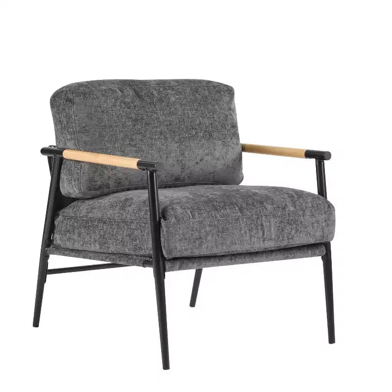 MAYEERTY 27.56 Modern Accent Chair, Plush Cushions Minimalist Metal Frame Wooden Armrest, Living Room Bedroom Office