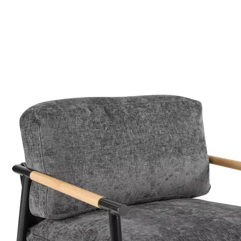 MAYEERTY 27.56 Modern Accent Chair, Plush Cushions Minimalist Metal Frame Wooden Armrest, Living Room Bedroom Office