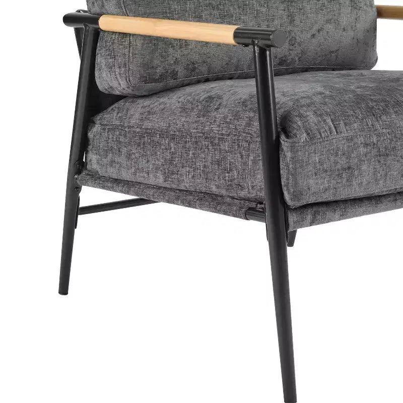 MAYEERTY 27.56 Modern Accent Chair, Plush Cushions Minimalist Metal Frame Wooden Armrest, Living Room Bedroom Office