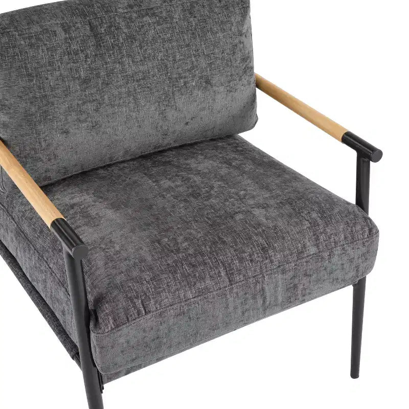 MAYEERTY 27.56 Modern Accent Chair, Plush Cushions Minimalist Metal Frame Wooden Armrest, Living Room Bedroom Office