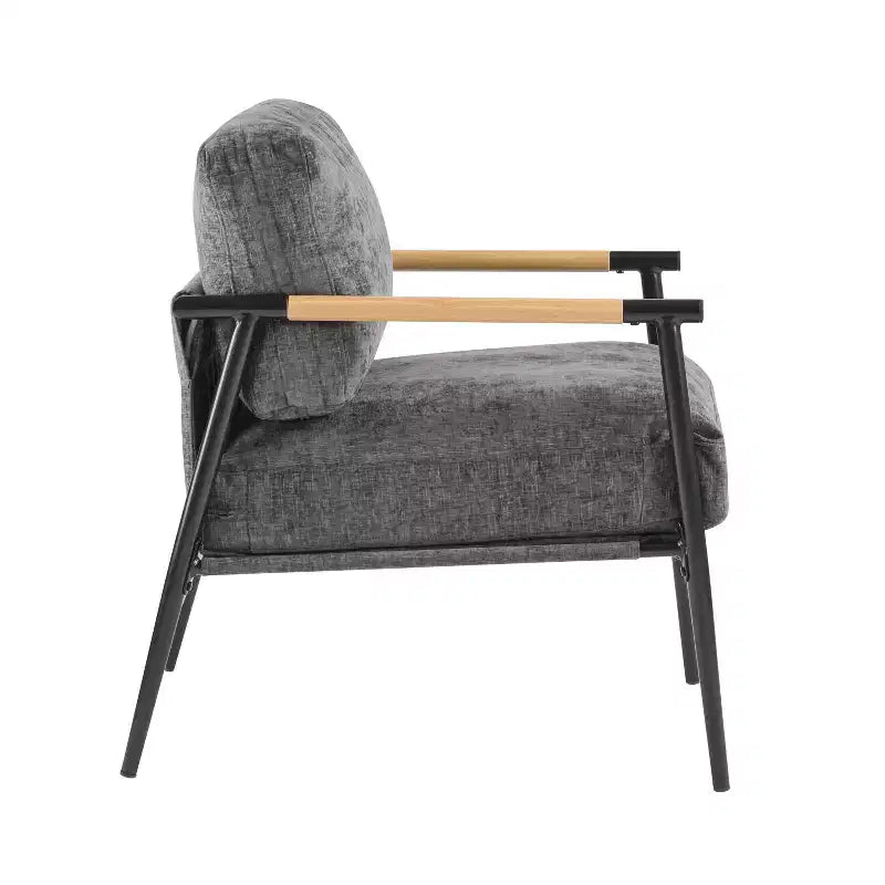 MAYEERTY 27.56 Modern Accent Chair, Plush Cushions Minimalist Metal Frame Wooden Armrest, Living Room Bedroom Office