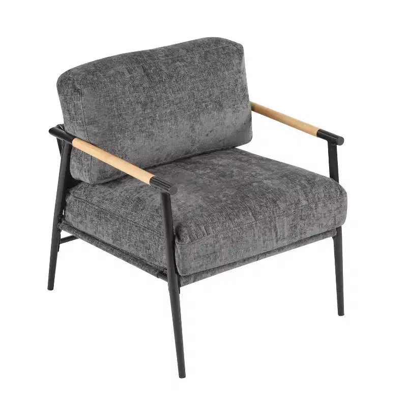 MAYEERTY 27.56 Modern Accent Chair, Plush Cushions Minimalist Metal Frame Wooden Armrest, Living Room Bedroom Office