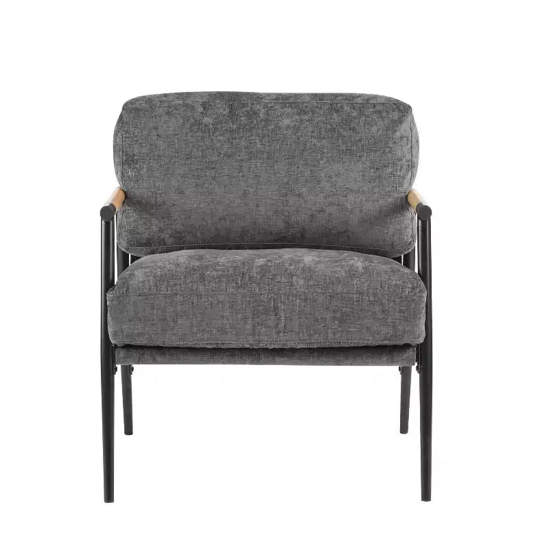 MAYEERTY 27.56 Modern Accent Chair, Plush Cushions Minimalist Metal Frame Wooden Armrest, Living Room Bedroom Office