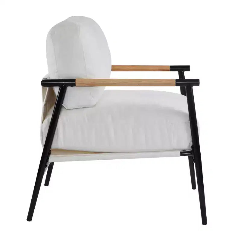 MAYEERTY 27.56 Modern Accent Chair, Plush Cushions Minimalist Metal Frame Wooden Armrest, Living Room Bedroom Office