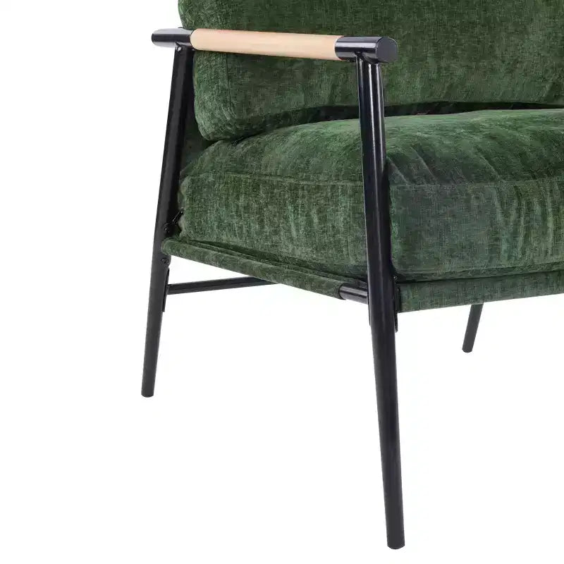 MAYEERTY 27.56 Modern Accent Chair, Plush Cushions Minimalist Metal Frame Wooden Armrest, Living Room Bedroom Office