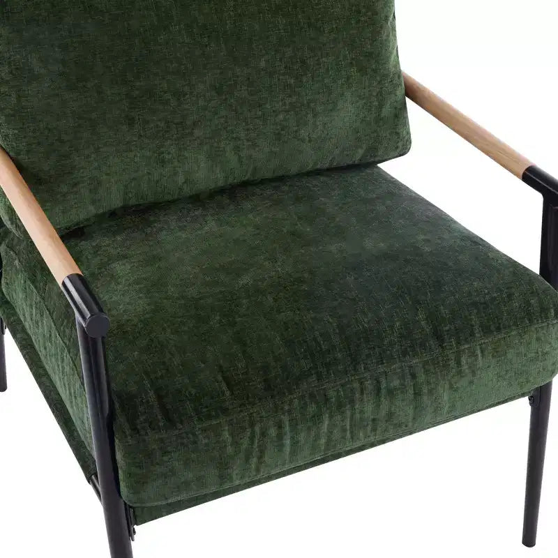 MAYEERTY 27.56 Modern Accent Chair, Plush Cushions Minimalist Metal Frame Wooden Armrest, Living Room Bedroom Office