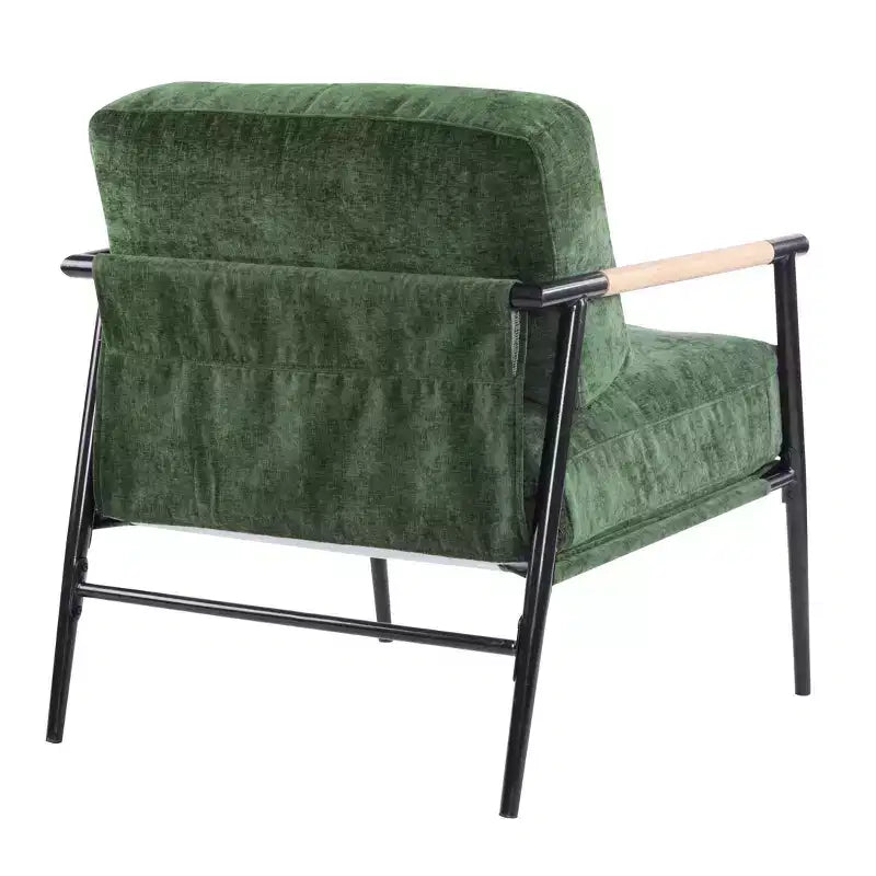 MAYEERTY 27.56 Modern Accent Chair, Plush Cushions Minimalist Metal Frame Wooden Armrest, Living Room Bedroom Office