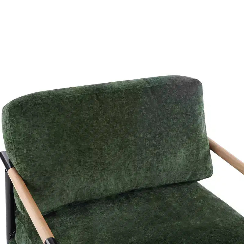 MAYEERTY 27.56 Modern Accent Chair, Plush Cushions Minimalist Metal Frame Wooden Armrest, Living Room Bedroom Office