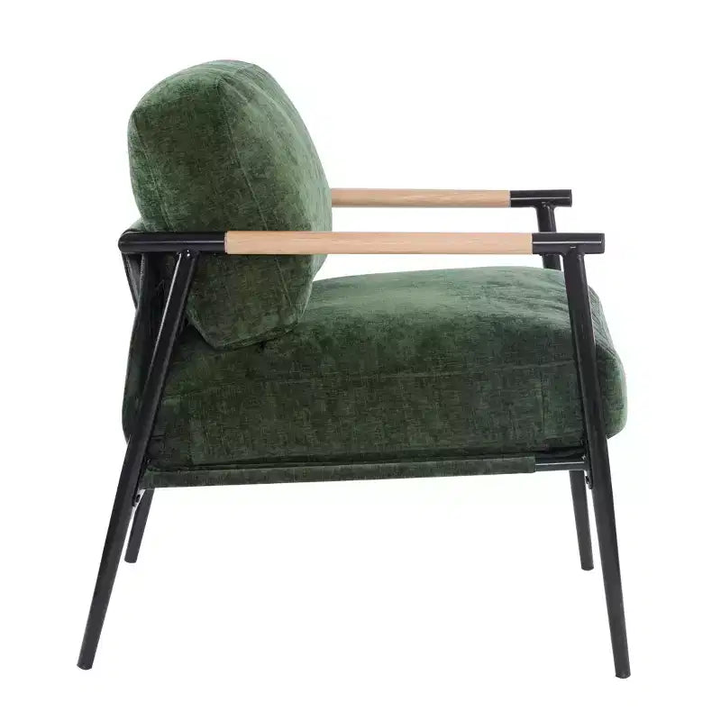 MAYEERTY 27.56 Modern Accent Chair, Plush Cushions Minimalist Metal Frame Wooden Armrest, Living Room Bedroom Office