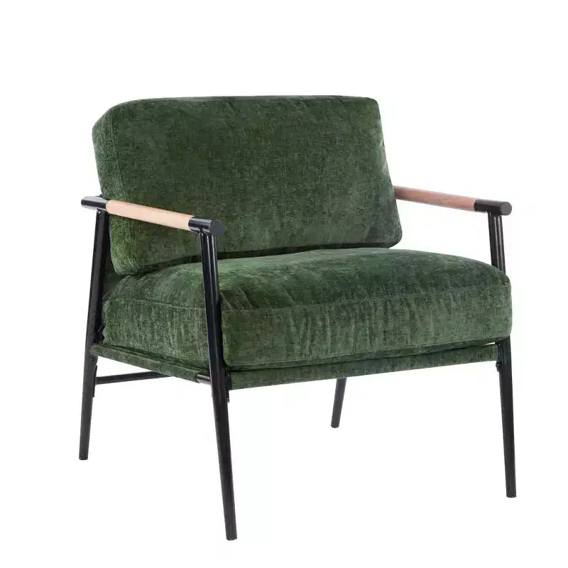 MAYEERTY 27.56 Modern Accent Chair, Plush Cushions Minimalist Metal Frame Wooden Armrest, Living Room Bedroom Office
