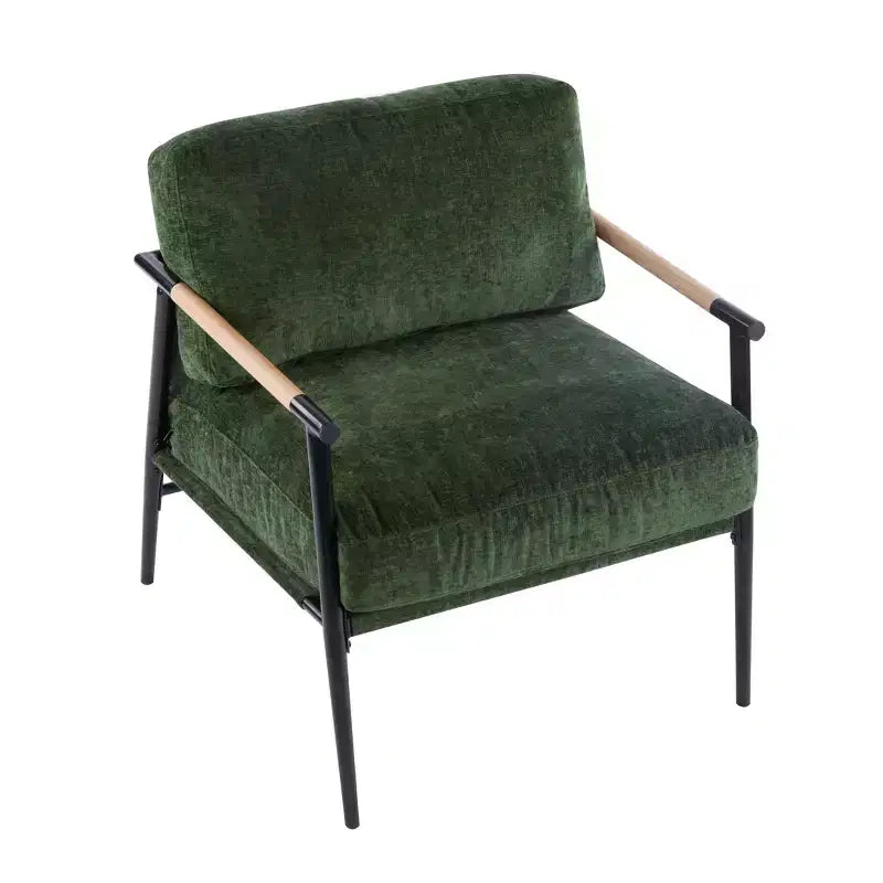 MAYEERTY 27.56 Modern Accent Chair, Plush Cushions Minimalist Metal Frame Wooden Armrest, Living Room Bedroom Office