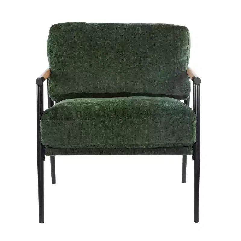 MAYEERTY 27.56 Modern Accent Chair, Plush Cushions Minimalist Metal Frame Wooden Armrest, Living Room Bedroom Office