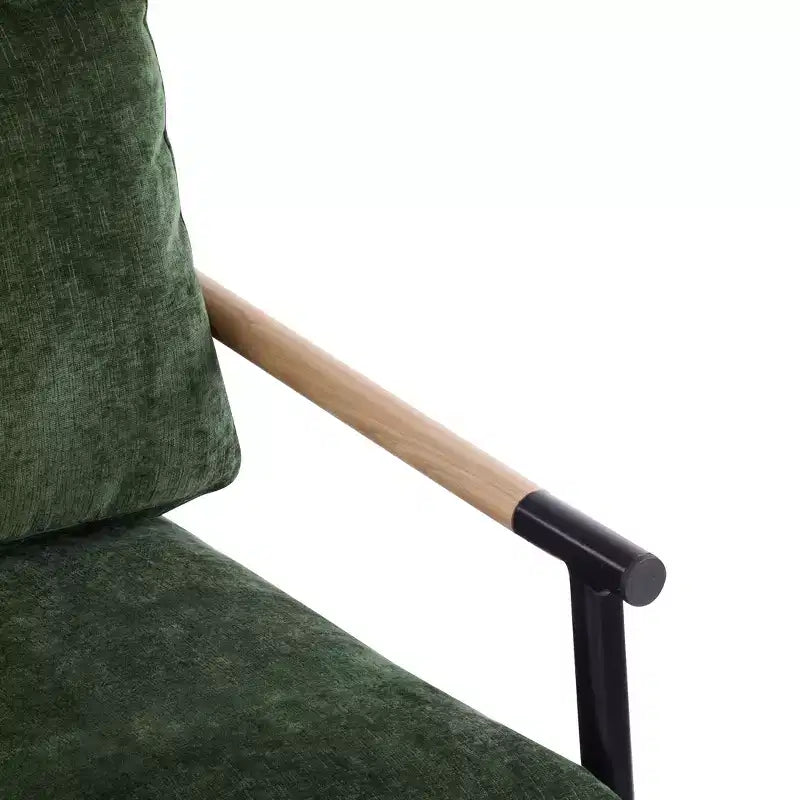 MAYEERTY 27.56 Modern Accent Chair, Plush Cushions Minimalist Metal Frame Wooden Armrest, Living Room Bedroom Office