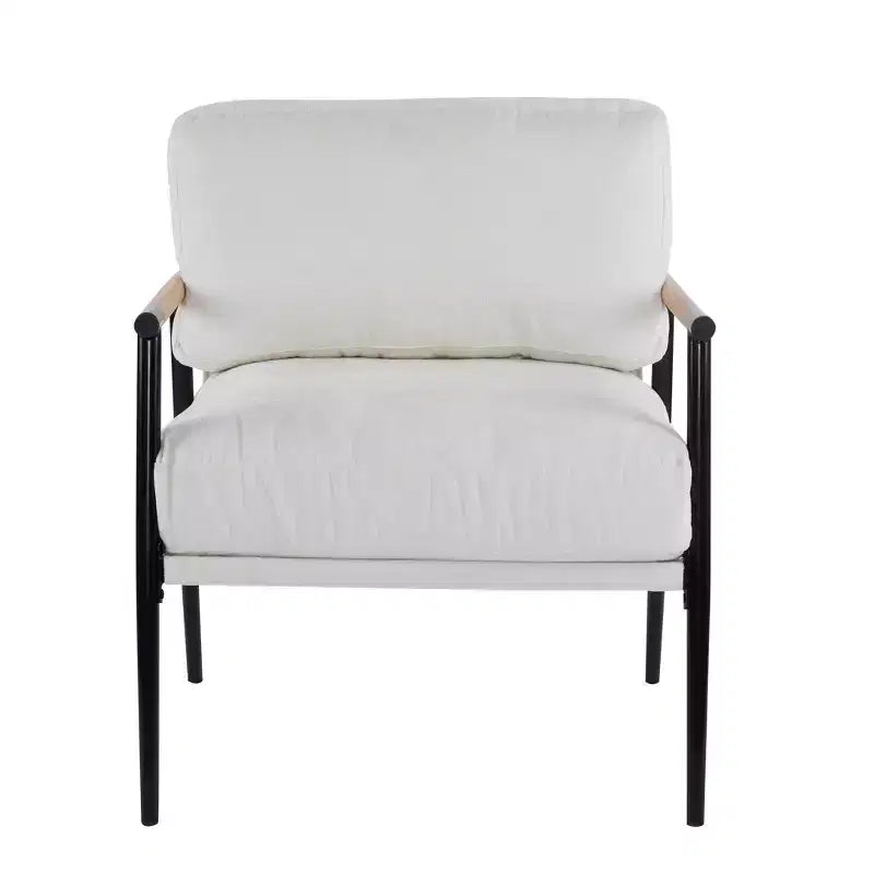 MAYEERTY 27.56 Modern Accent Chair, Plush Cushions Minimalist Metal Frame Wooden Armrest, Living Room Bedroom Office