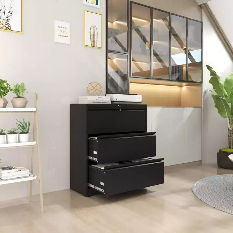 VIYET 40H Lockable Lateral File Cabinet - Heavy-Duty Metal for Home Office, Silent Full-Extension Slides, Anti-Tilt, Fits Letter/Legal/A4/F4
