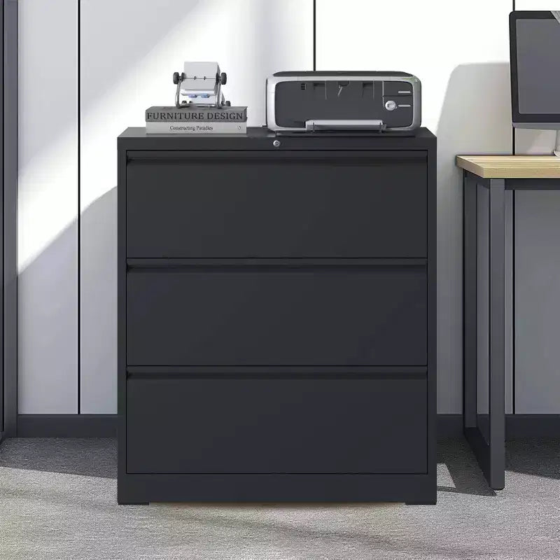 VIYET 40H Lockable Lateral File Cabinet - Heavy-Duty Metal for Home Office, Silent Full-Extension Slides, Anti-Tilt, Fits Letter/Legal/A4/F4