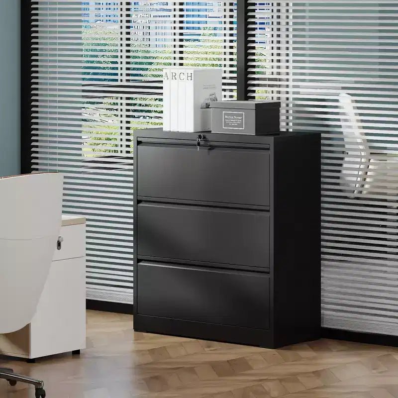 VIYET 40H Lockable Lateral File Cabinet - Heavy-Duty Metal for Home Office, Silent Full-Extension Slides, Anti-Tilt, Fits Letter/Legal/A4/F4