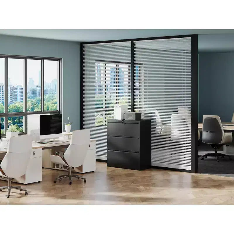 VIYET 40H Lockable Lateral File Cabinet - Heavy-Duty Metal for Home Office, Silent Full-Extension Slides, Anti-Tilt, Fits Letter/Legal/A4/F4