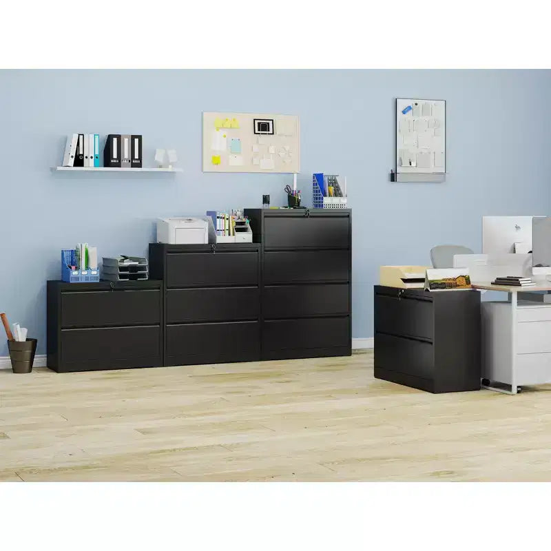 VIYET 40H Lockable Lateral File Cabinet - Heavy-Duty Metal for Home Office, Silent Full-Extension Slides, Anti-Tilt, Fits Letter/Legal/A4/F4