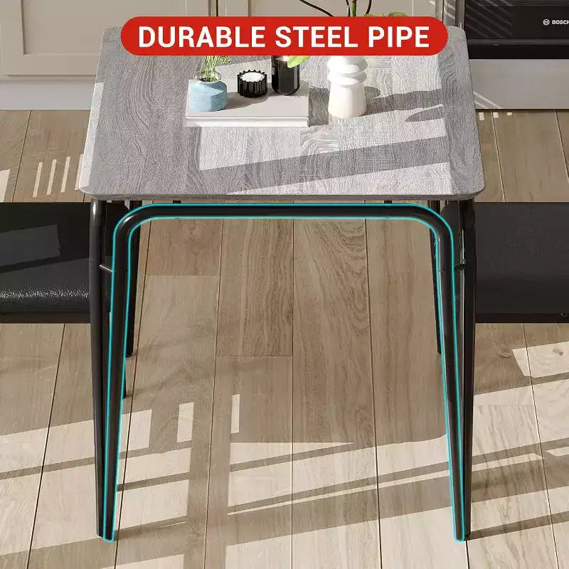 3 Piece Dining Table Set - Square Kitchen Table with Upholstered Chair for 2, Modern Small Apartment Dining Set for Apartment