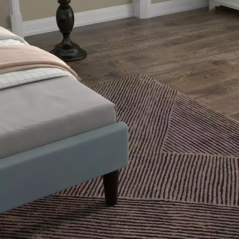 Full Size Heavy Duty Bed Frame with Steel Slats, Adjustable Height Headboard, No Box Spring Needed Easy Assembly,beige