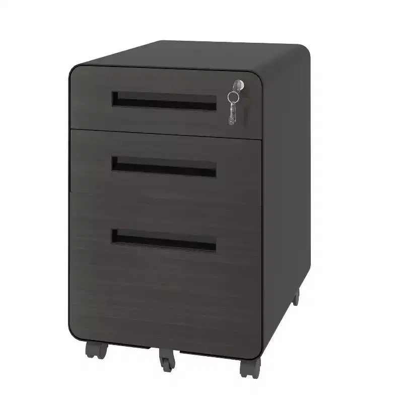 VIYET 23H Mobile File Cabinet with Lock - All-Steel Fully Assembled, Anti-Tip Design & Locking Casters, Fits A4/Letter, for Home/Office (Black)