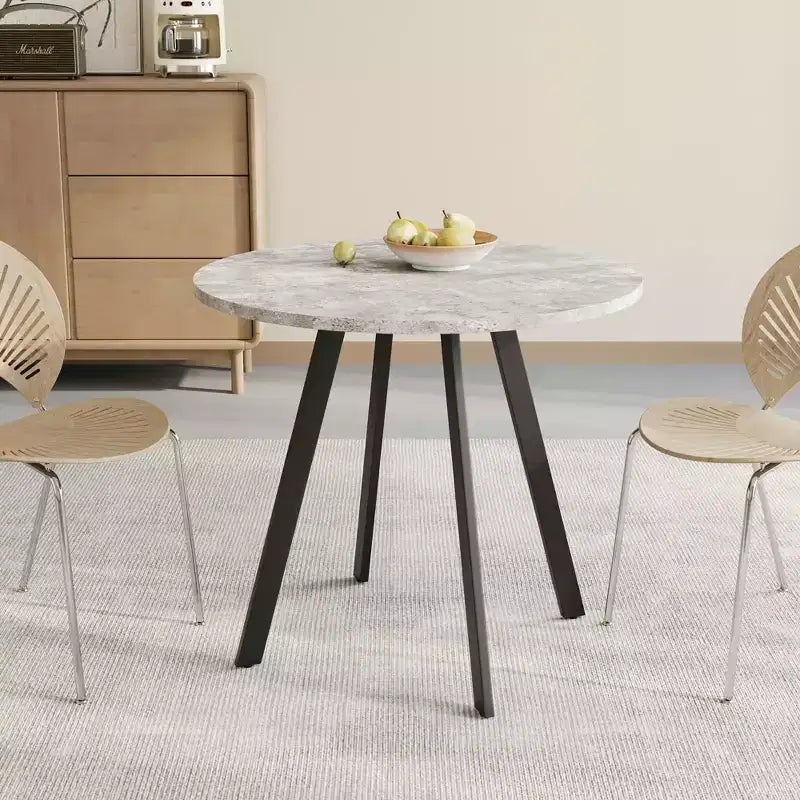 MAYEERTY 33.5 inches Modern Minimalist Circular Coffee Table, Gray Cement Texture for Living Room