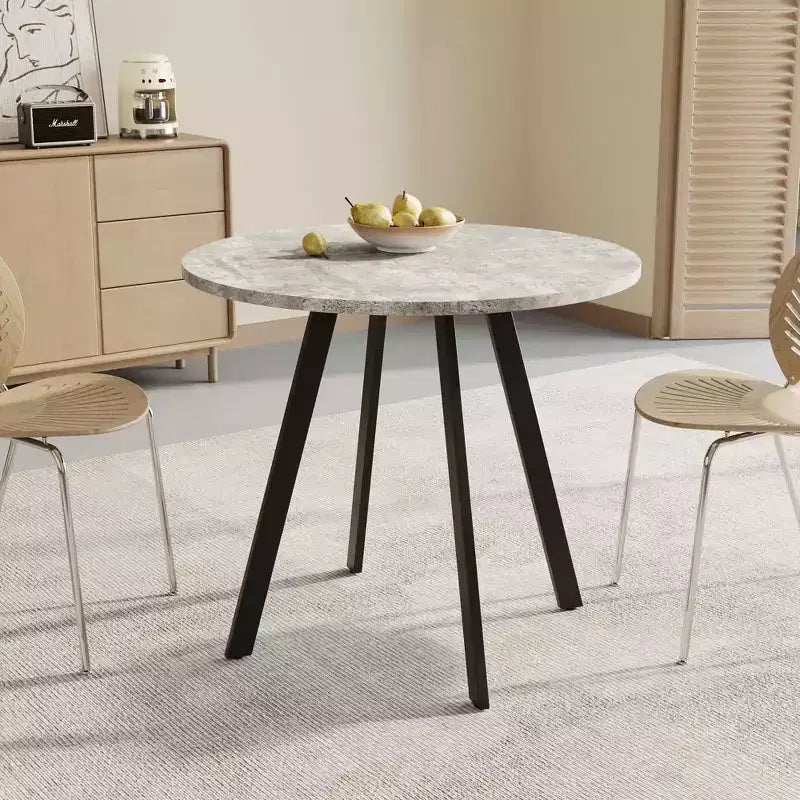 MAYEERTY 33.5 inches Modern Minimalist Circular Coffee Table, Gray Cement Texture for Living Room