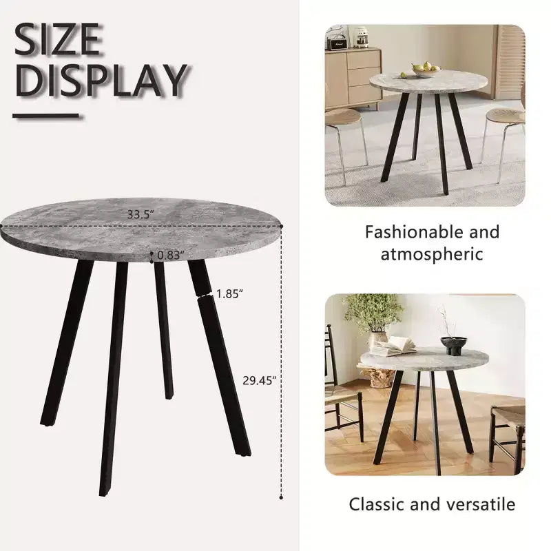 MAYEERTY 33.5 inches Modern Minimalist Circular Coffee Table, Gray Cement Texture for Living Room