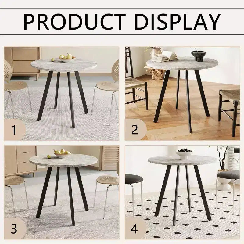 MAYEERTY 33.5 inches Modern Minimalist Circular Coffee Table, Gray Cement Texture for Living Room