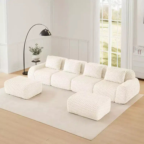 146 Modern U-Shaped Modular Sectional Sofa for Living Room,Flannelette Fabric,Oversized 4-Seater Couch,boneless sofa