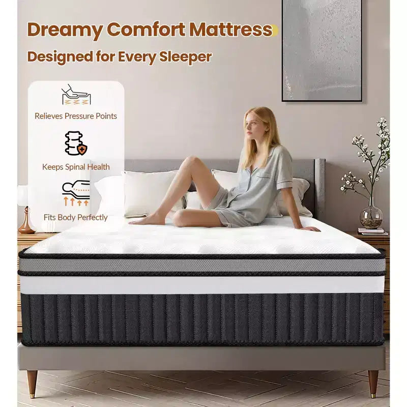 14 in King Size Mattress, Cooling Memory Foam Mattress for Comfort Sleep & Pressure Relief, Mattress in a Box, Medium Firm