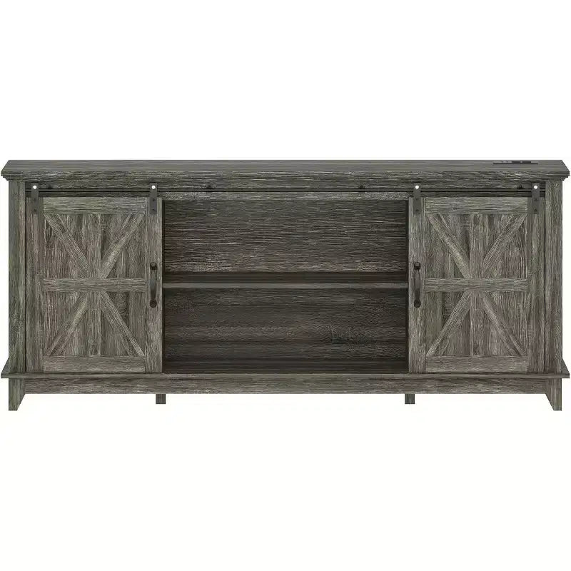 Acekool 70-Inch Farmhouse TV Stand with Cross Barn Doors, Entertainment Center for Living Room