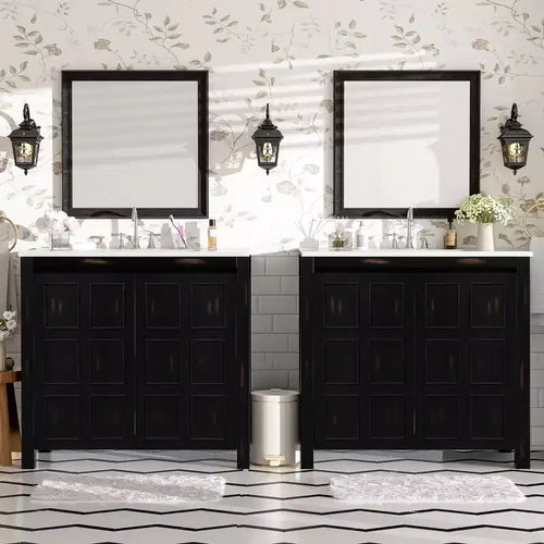 Meuble-lavabo de salle de bain de 72 po avec double vasque, combinaison lavabo-meuble-lavabo avec portes à fermeture en douceur et étagère réglable, couleur espresso