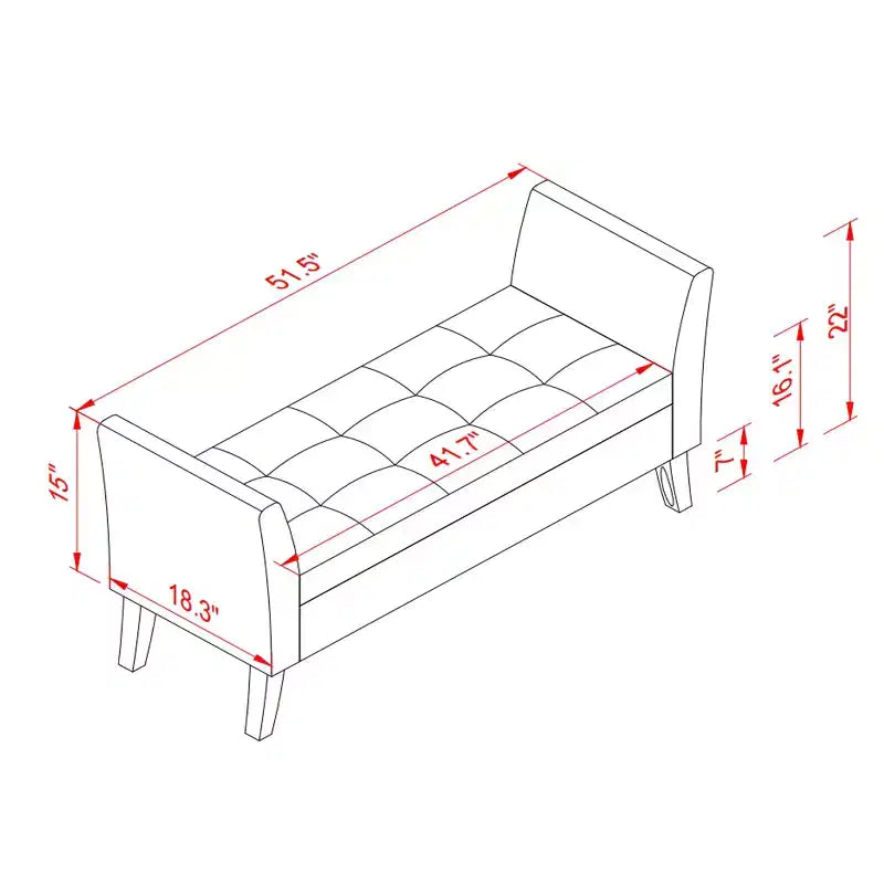 51.5 upholstered storage bench with button-tufted seat & safety hinge, luxury shoe bench for entryway, bedroom, or end of bed, beige.