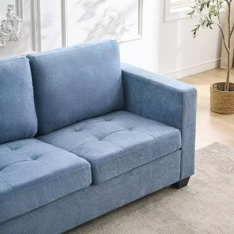 89 in Oversized 3 Seat Sofa, Chenille Fabric Upholstered Sofa with Wide Armrest, Removable Headrest and Side Storage Pockets for Home Office