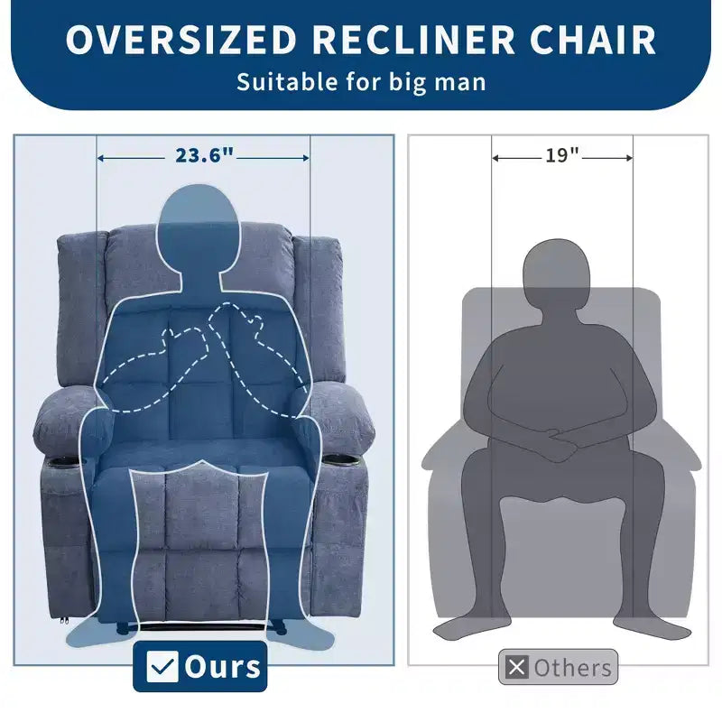 COZONY Recliner Chair with Massage & Heat,Glider Chair with Side Pockets & Cup Holder for Living Room