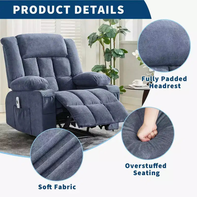 COZONY Recliner Chair with Massage & Heat,Glider Chair with Side Pockets & Cup Holder for Living Room