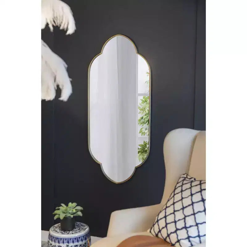 TUYOHW Miroir mural décoratif moderne et original avec bord en bois, miroir de courtoisie élégant pour chambre à coucher et salon