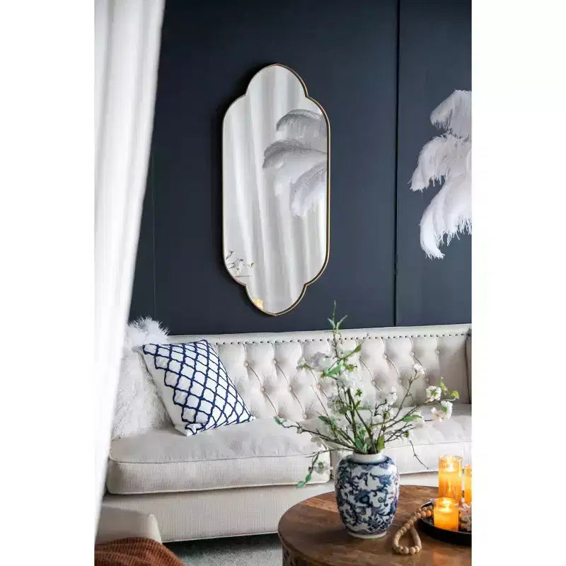 TUYOHW Miroir mural décoratif moderne et original avec bord en bois, miroir de courtoisie élégant pour chambre à coucher et salon