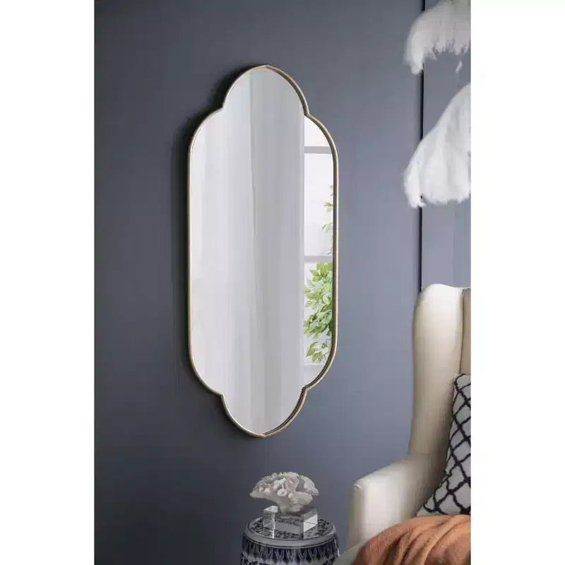 TUYOHW Miroir mural décoratif moderne et original avec bord en bois, miroir de courtoisie élégant pour chambre à coucher et salon